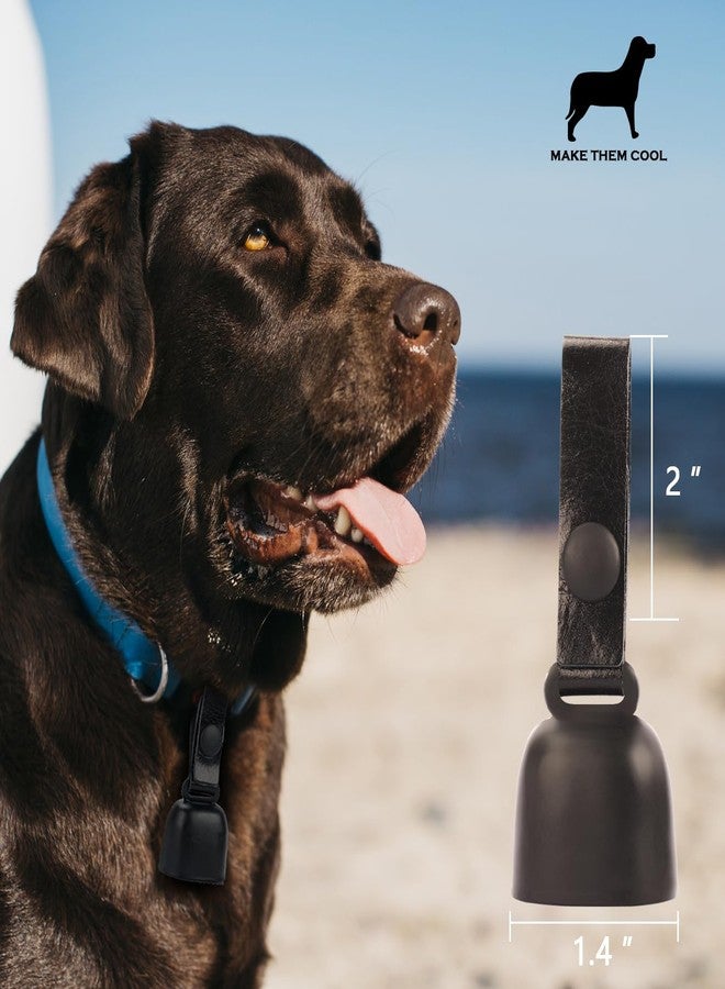 kcrygogo All-Black Dog Bell Set with Genuine Leather Strap, Matte Black Loud Jingle Bell, High-End Stylish Design, Quick Clip, Fits Most Dog Collars, Includes 2 Bells & 2 Pet ID Trackers - Image 2